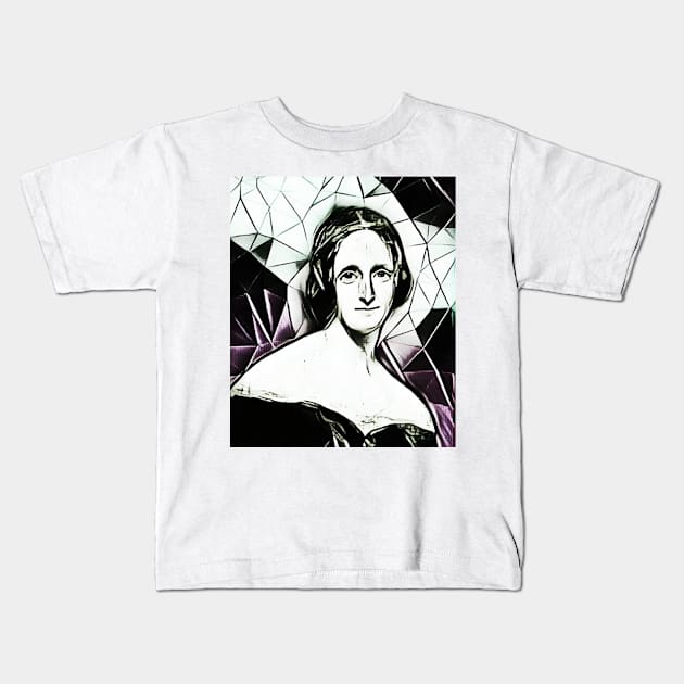 Mary Shelley Black and white Portrait | Mary Shelly Black and white artwork 5 Kids T-Shirt by JustLit